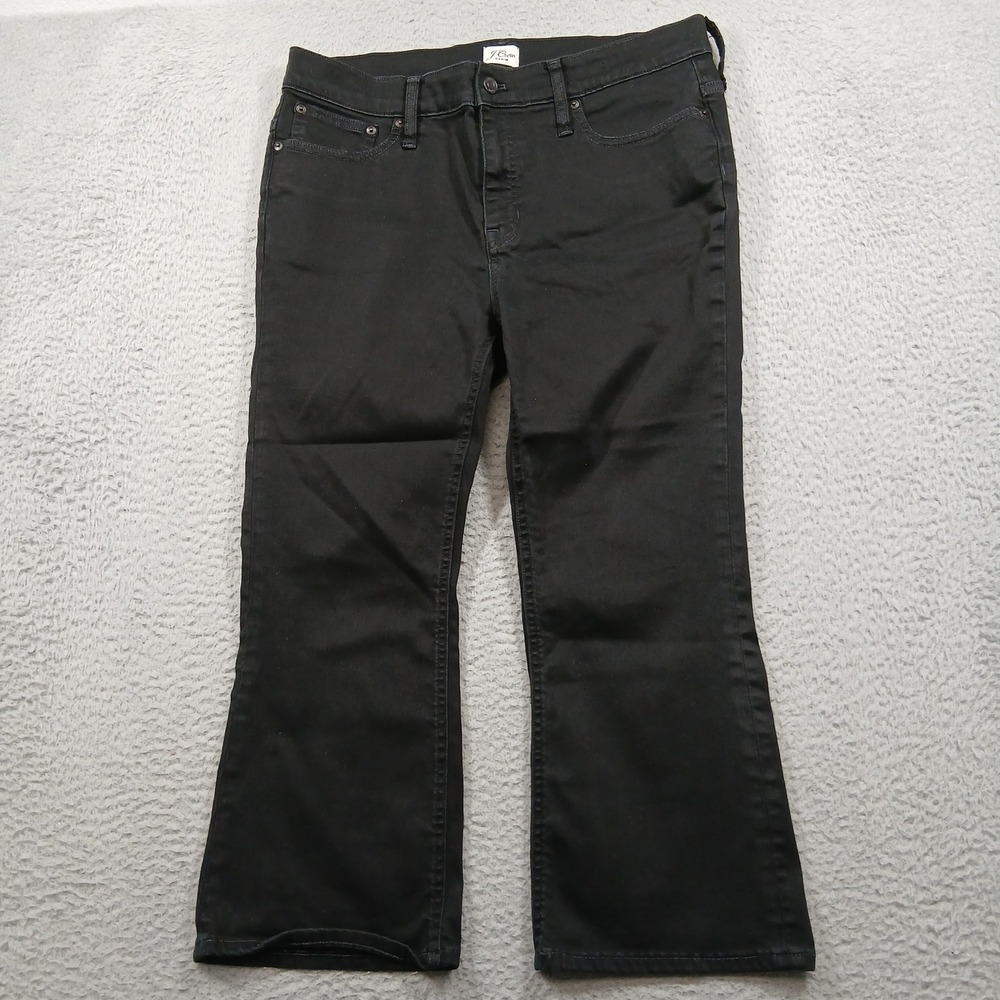 J. Crew‎ 9" Billie Demi Boot Crop Jeans Women's 32P Black Fair Trade EUC